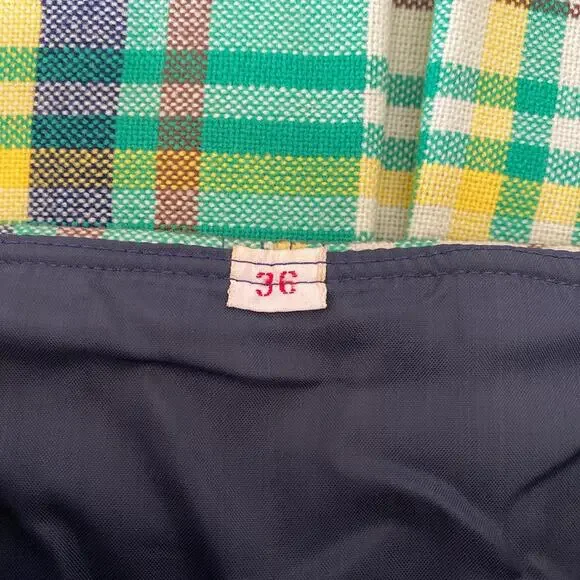 Vintage 70s green plaid pleated mini skirt - Picture 4 of 4